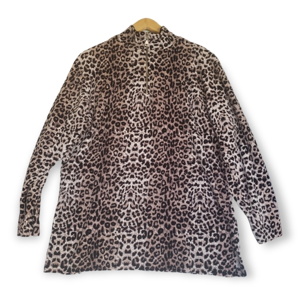 Jason Maxwell Animal Print 1/4 zip Sweater